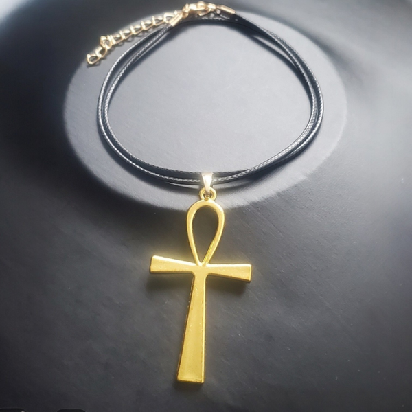 Lederkette mit Ankh-Kreuz Anhänger