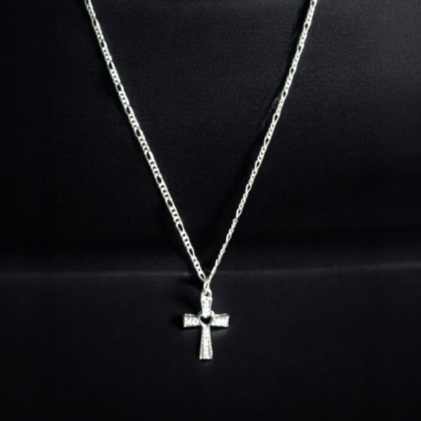 Halskette mit Herz-Kreuz-Anhänger 925 Sterling-Silber