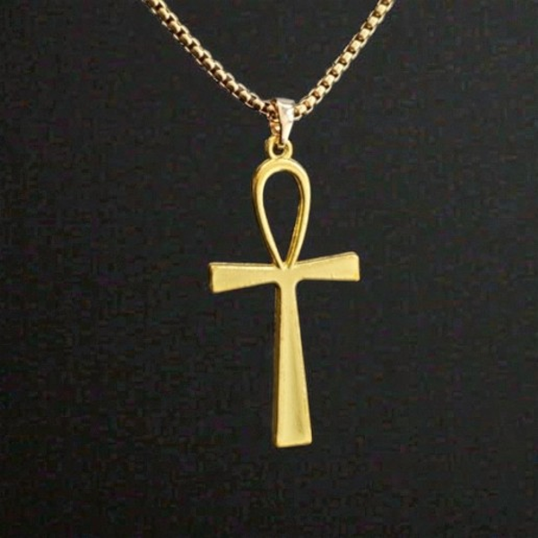 Goldene Hakskete mit Ankh-Kreuz Anhänger