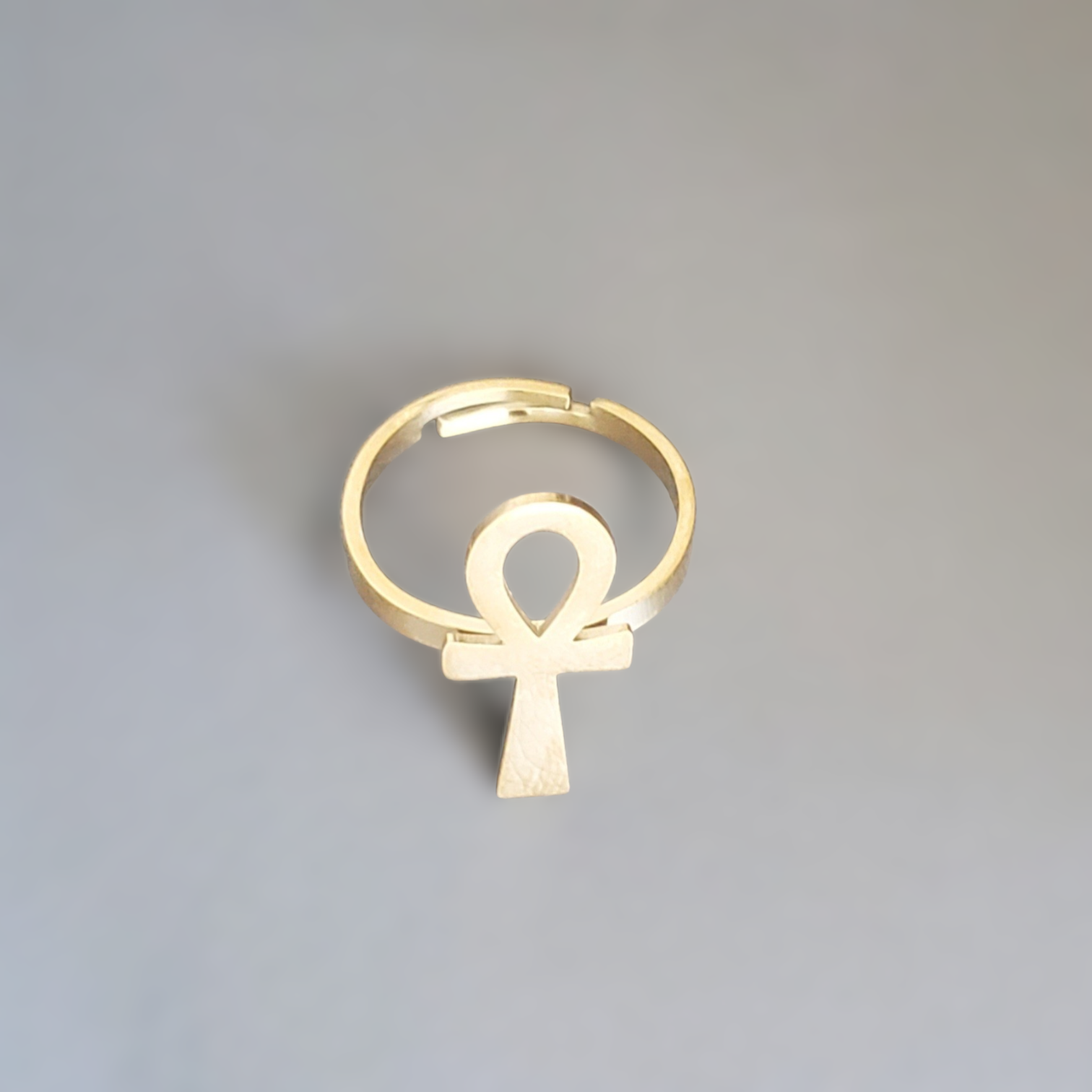 Ankh-Kreuzring in goldfarbe