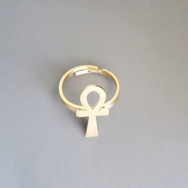 Ankh-Kreuzring in goldfarbe