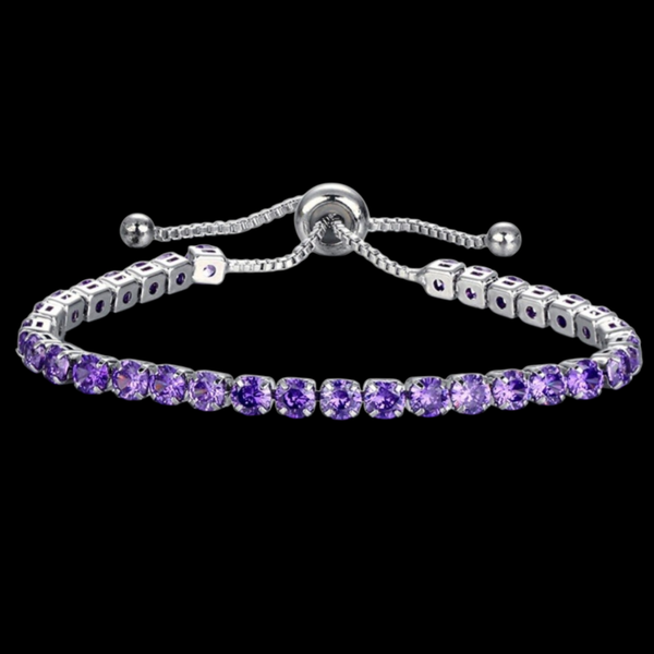 Tennisarmband mit lila Zirkonia-Steinen