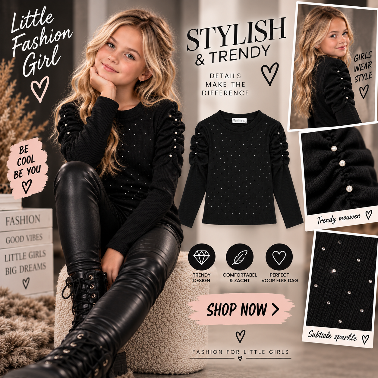 top zwart glitter