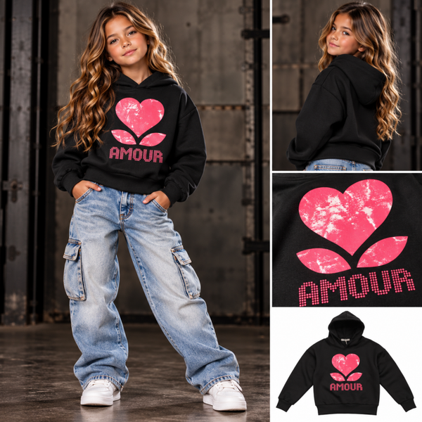 Amour hoodie zwart