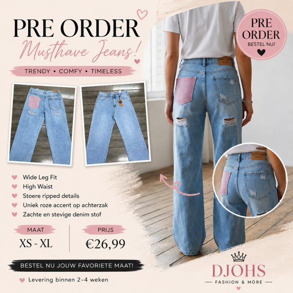 Jeans rhinestone pink PRE ORDER