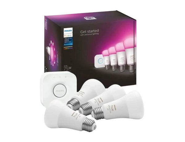 Philips - Hue A19 75W Smart LED Starter Kit - White and Color Ambiance