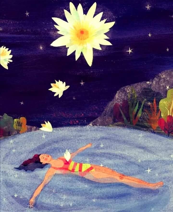 Donna completamente immersa nella coscienza del suo utero, a contatto con la sua essenza  profonda in cui si rigenera nutre e dalla quale puo' rinascere rinnovata.