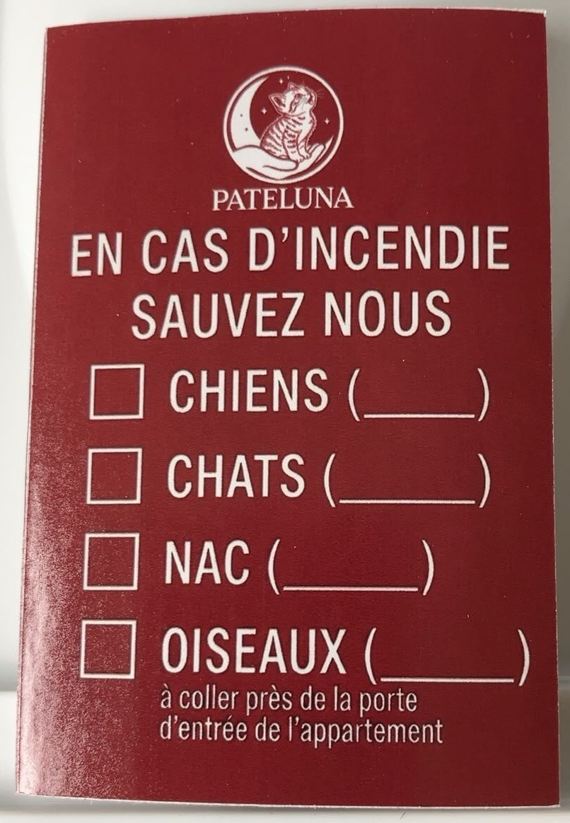 Autocollant de sécurité incendie - Animaux