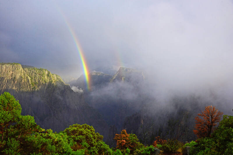 colorful rainbow in gorge black canyon colorado