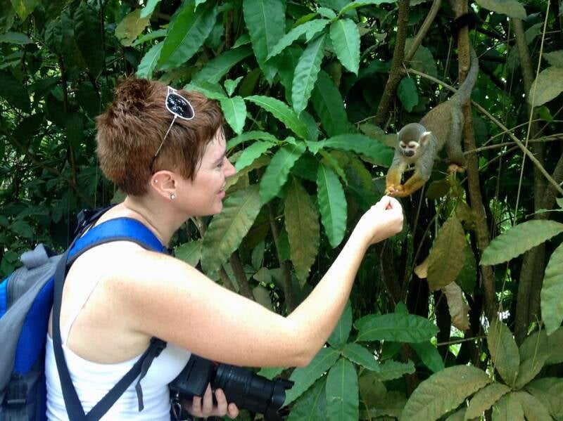 feeding monkeys at devils island french guiana