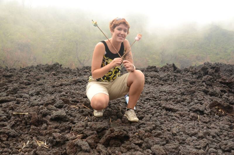 roasting marshmallows pacaya volcano guatemala
