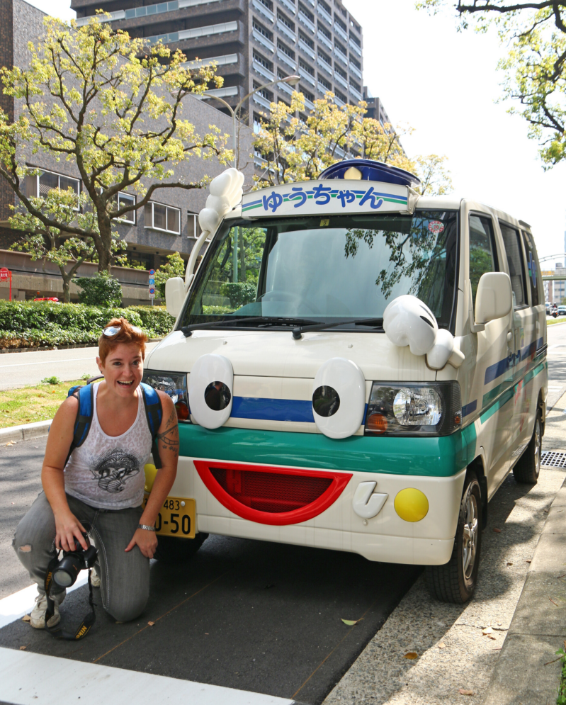 car with smiling face in japan