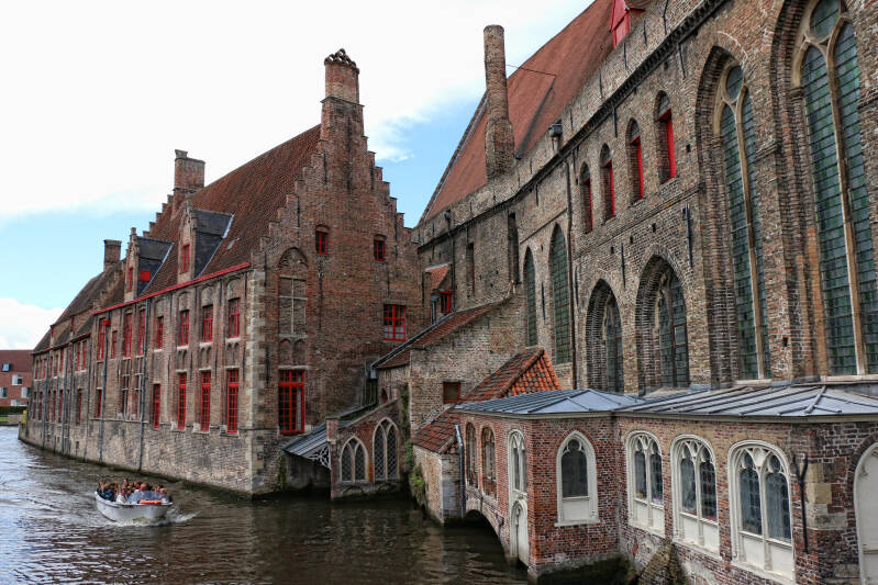cruising the water canal in bruges belgium