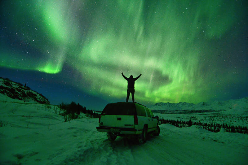 best northern lights silhouette alaska 2022