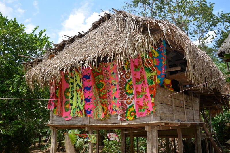 hut in embera tribe village panama