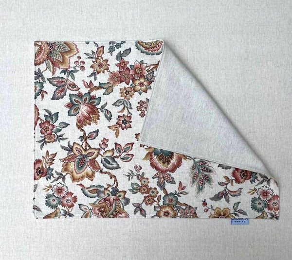 Packs Individual azur doble cara estampado y liso en lino y rayón