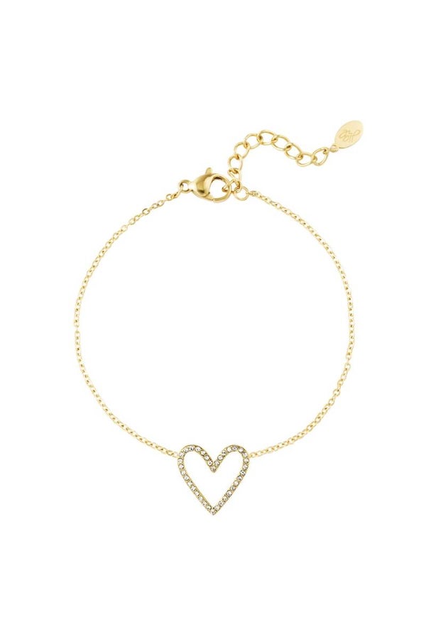 Armband hartje met steentjes - goud