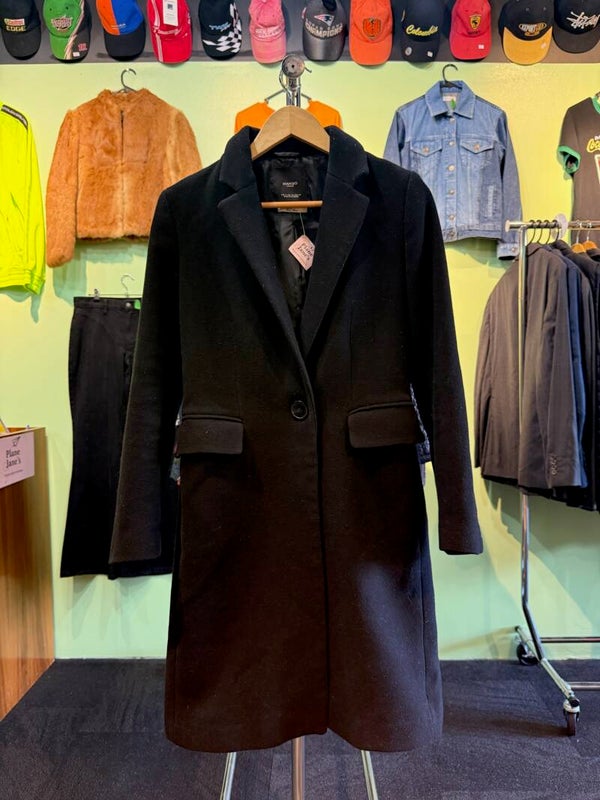Mango Basics Black Mens Long Coat