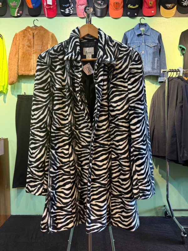 Lovers Australia Black & White Zebra Faux Fur Women's Long Coat