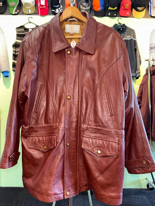 Perfetto Red Italian Leather Mens Jacket