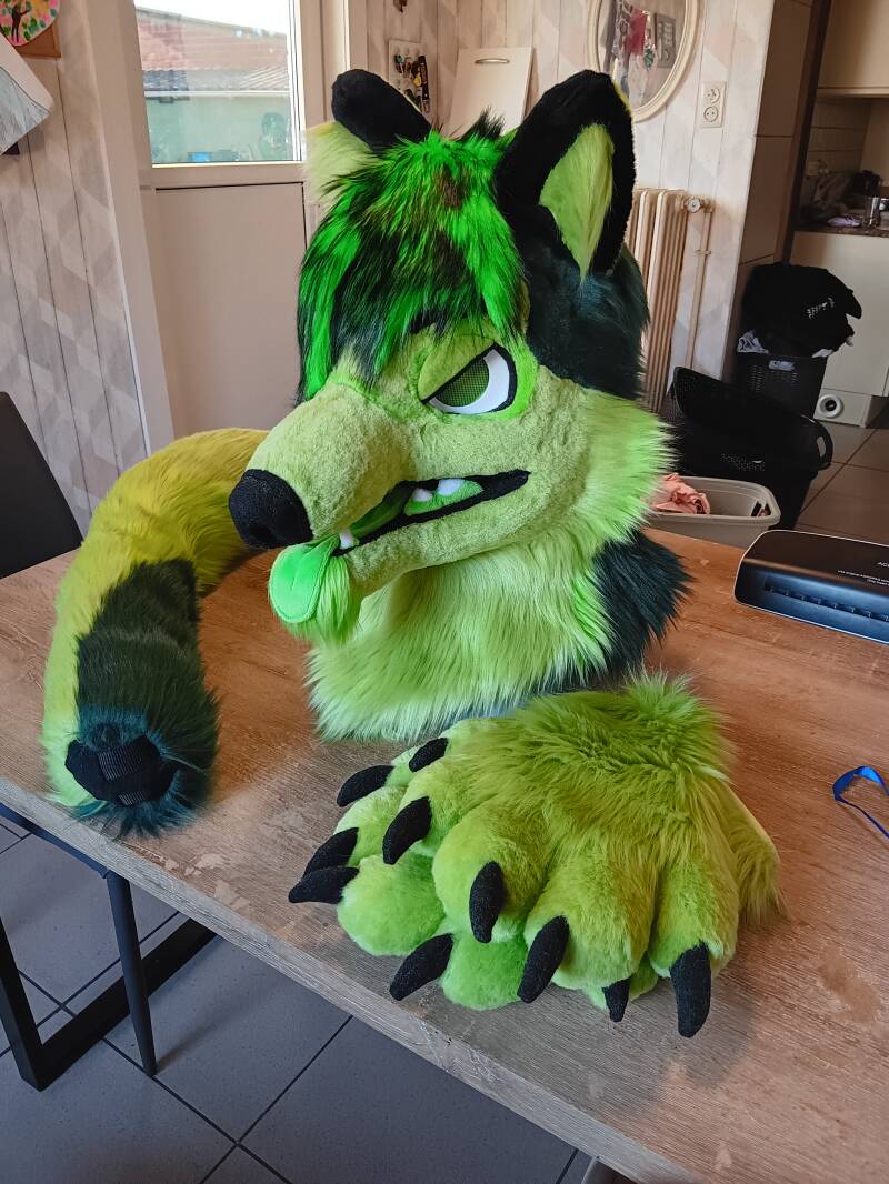 With 5 fingered handpaws and tail