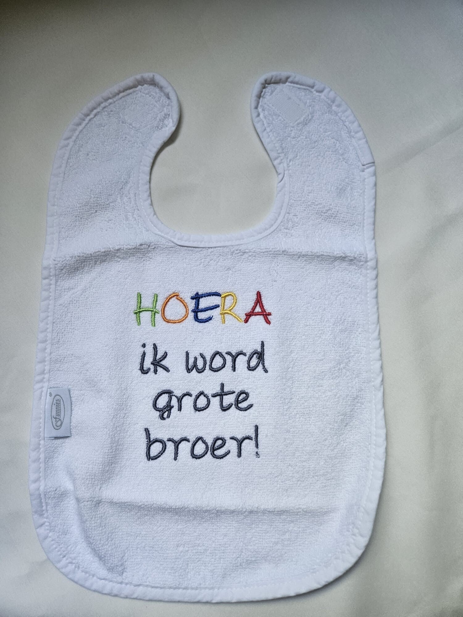 Slab Hoera Ik Word Grote Broer - Geborduurd | Crealief4you