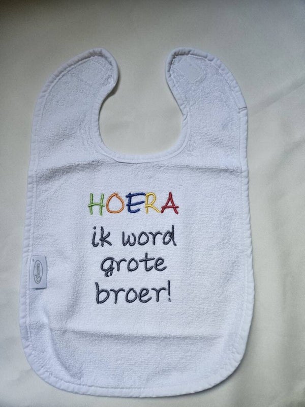 Slab Hoera Ik Word Grote Broer - Geborduurd | Crealief4you