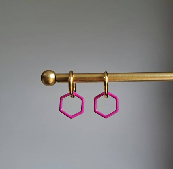 Stainless steel met paars/roze hexagon