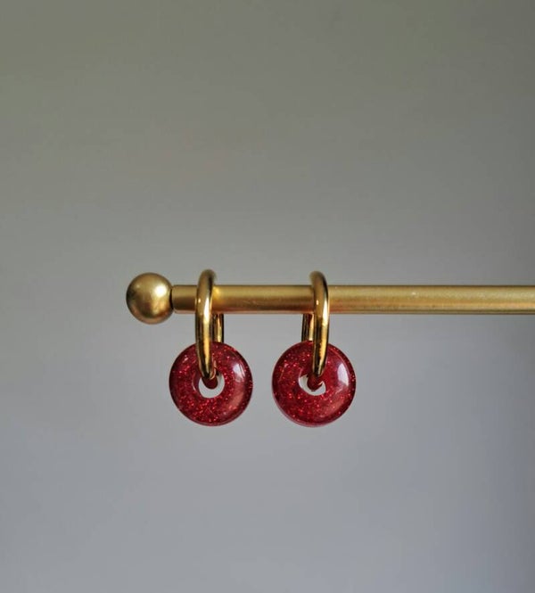 Stainless steel met rode glitter