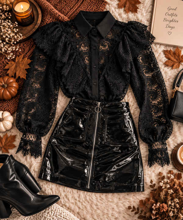 Chemise en Dentelle Noire