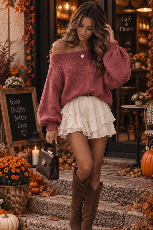Pull Épaules Dénudées en Laine & Mohair