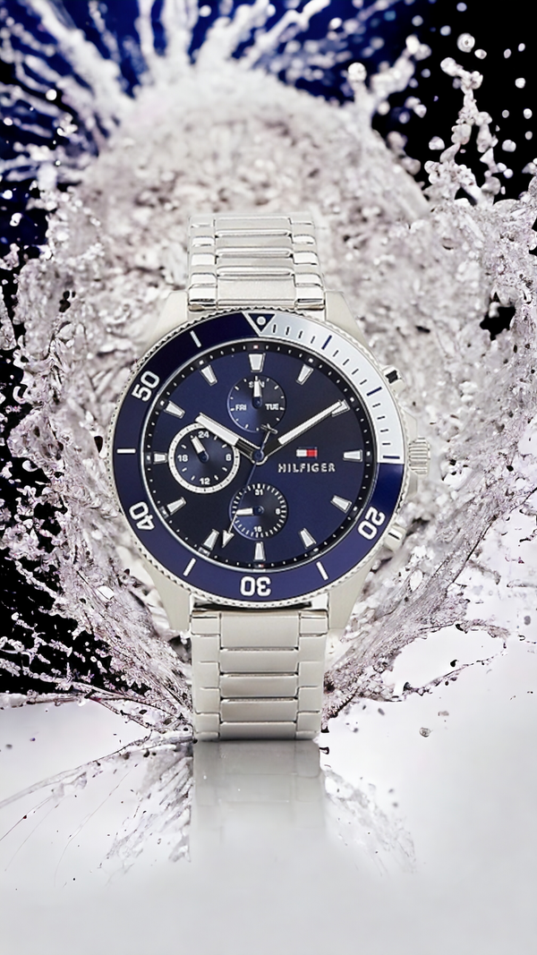 TOMMY HILFIGER STAINLESS STEEL MULTIFUNCTION BLUE WATCH | Garden 