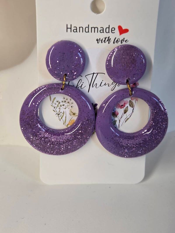 Polymeerklei Oorbellen – Purple Glitter Hoop