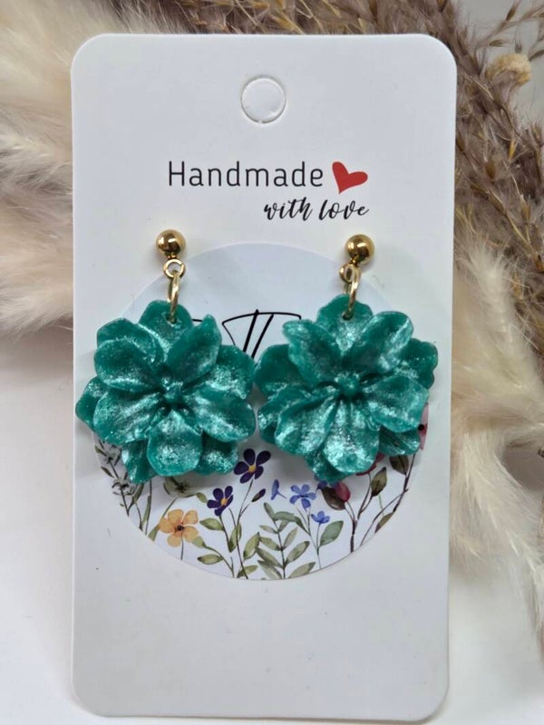 Bloemen Oorbellen – "Emerald Bloom" van epoxy