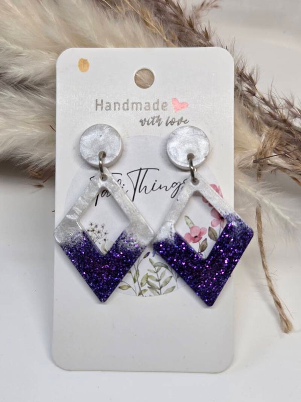 Geometrische Glitter Oorbellen – "Galaxy Rhombus"