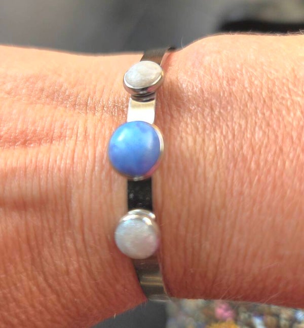 RVS Bangle – Zilver & Ocean Blue