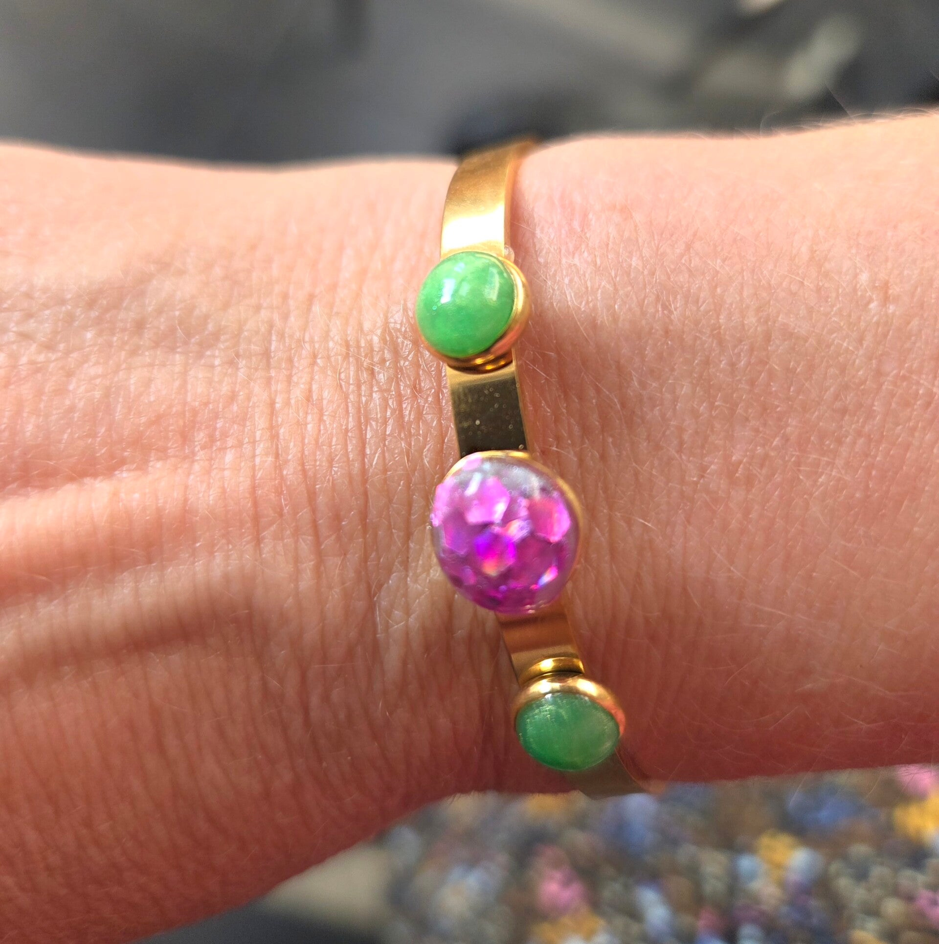 RVS Bangle Goud – Party Pink & Apple Green