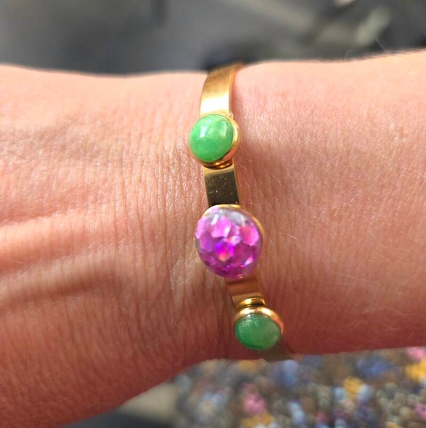RVS Bangle Goud – Party Pink & Apple Green