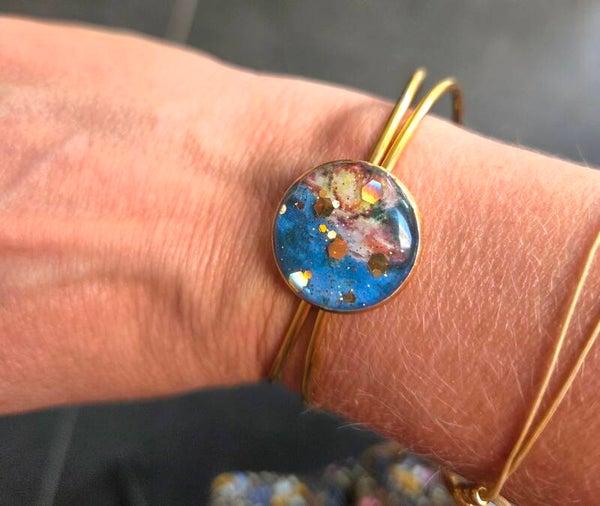 Gouden RVS Bangle – Cosmic Gold & Blue
