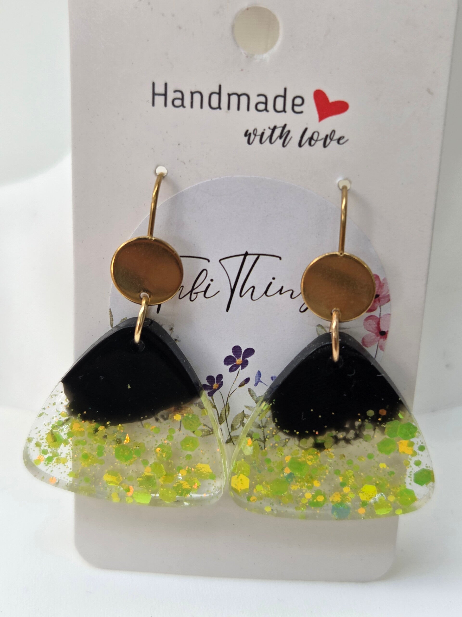 Black & Lime Sparkle Triangle