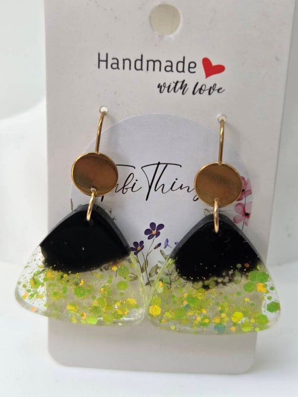 Black & Lime Sparkle Triangle