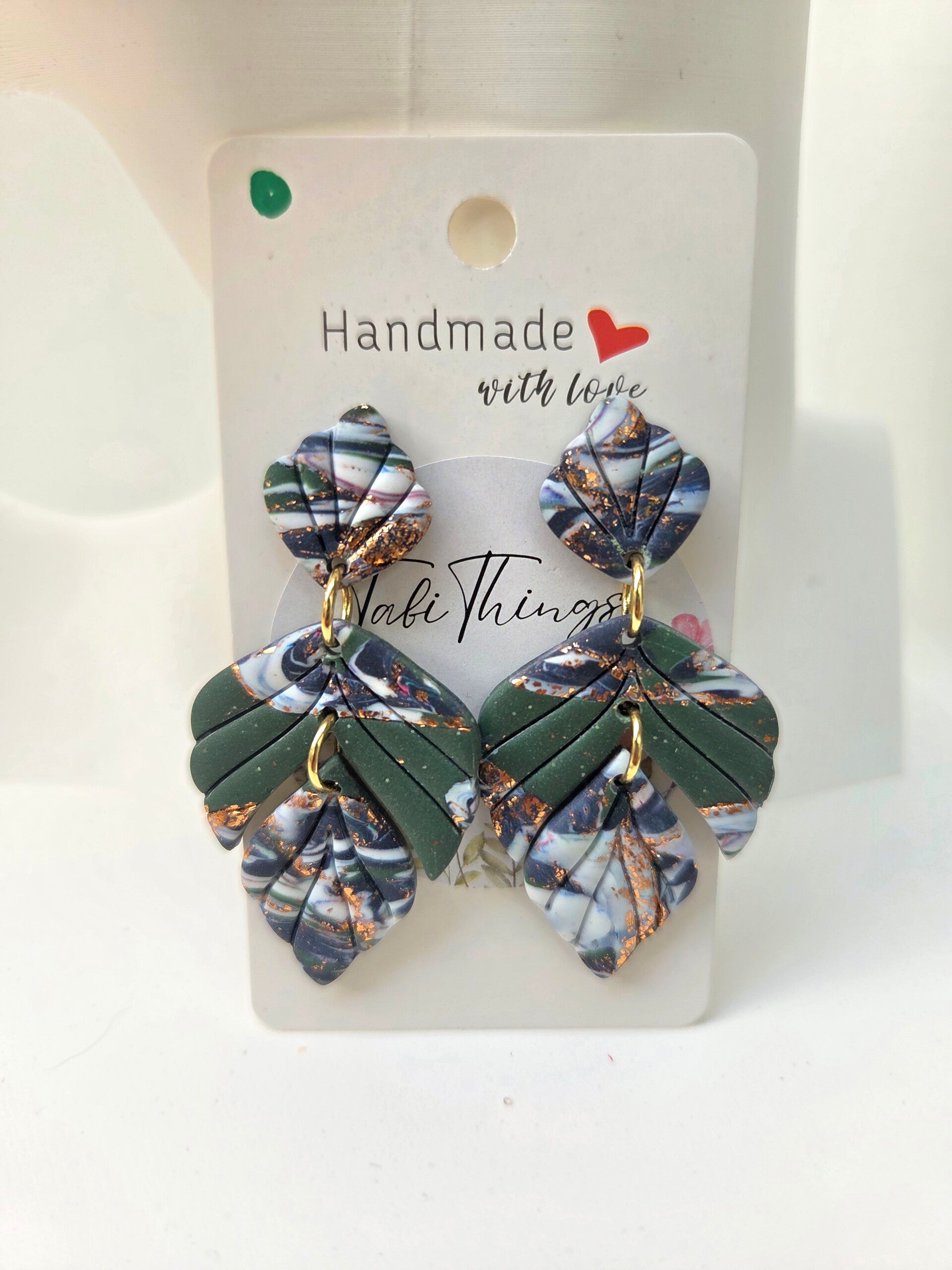 Green & Copper Marbled Leaf