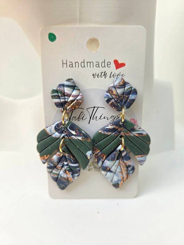 Green & Copper Marbled Leaf