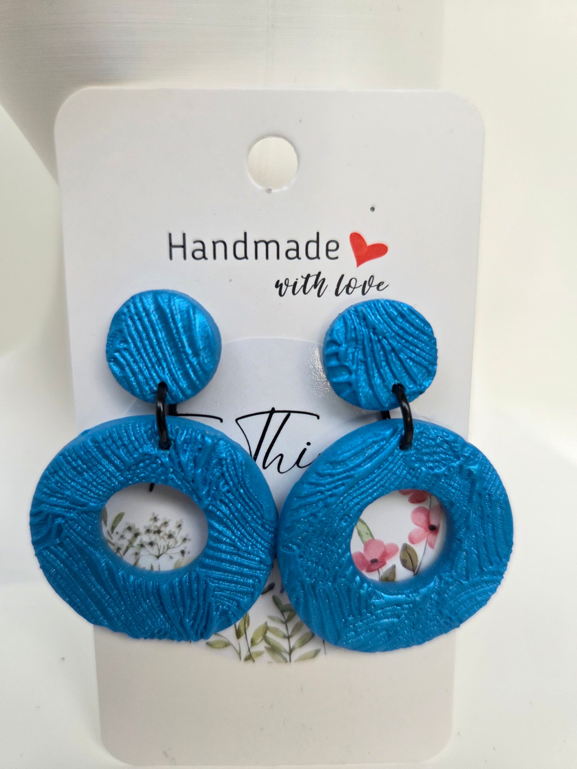 Electric Blue Textured Hoops