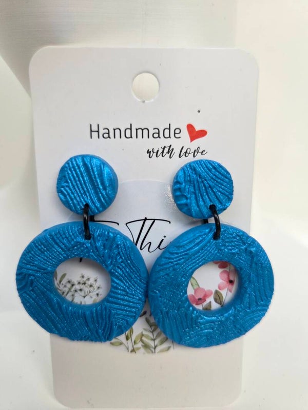 Electric Blue Textured Hoops