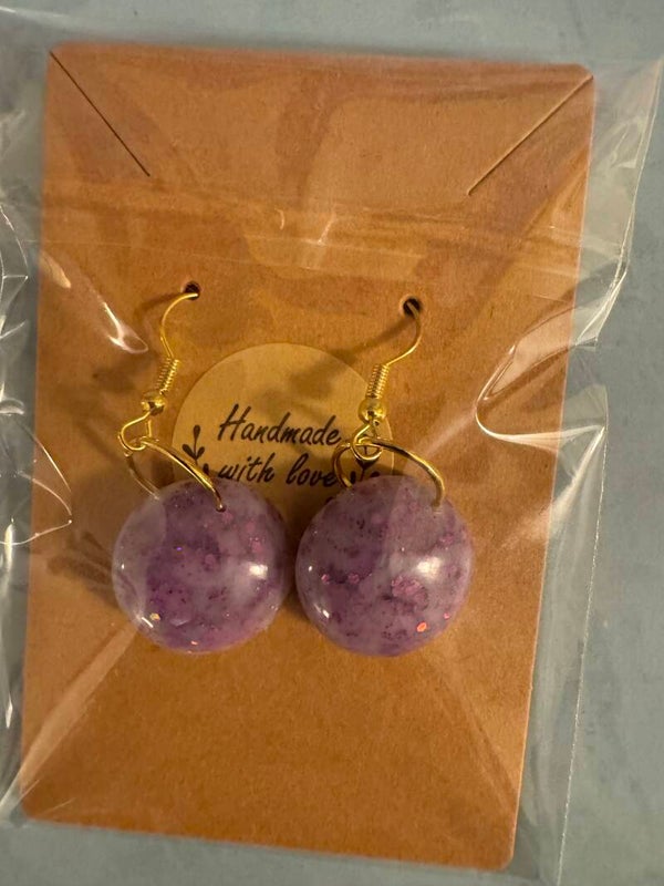 Purple round earrings