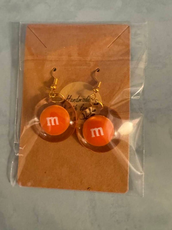 Orange M & M earrings