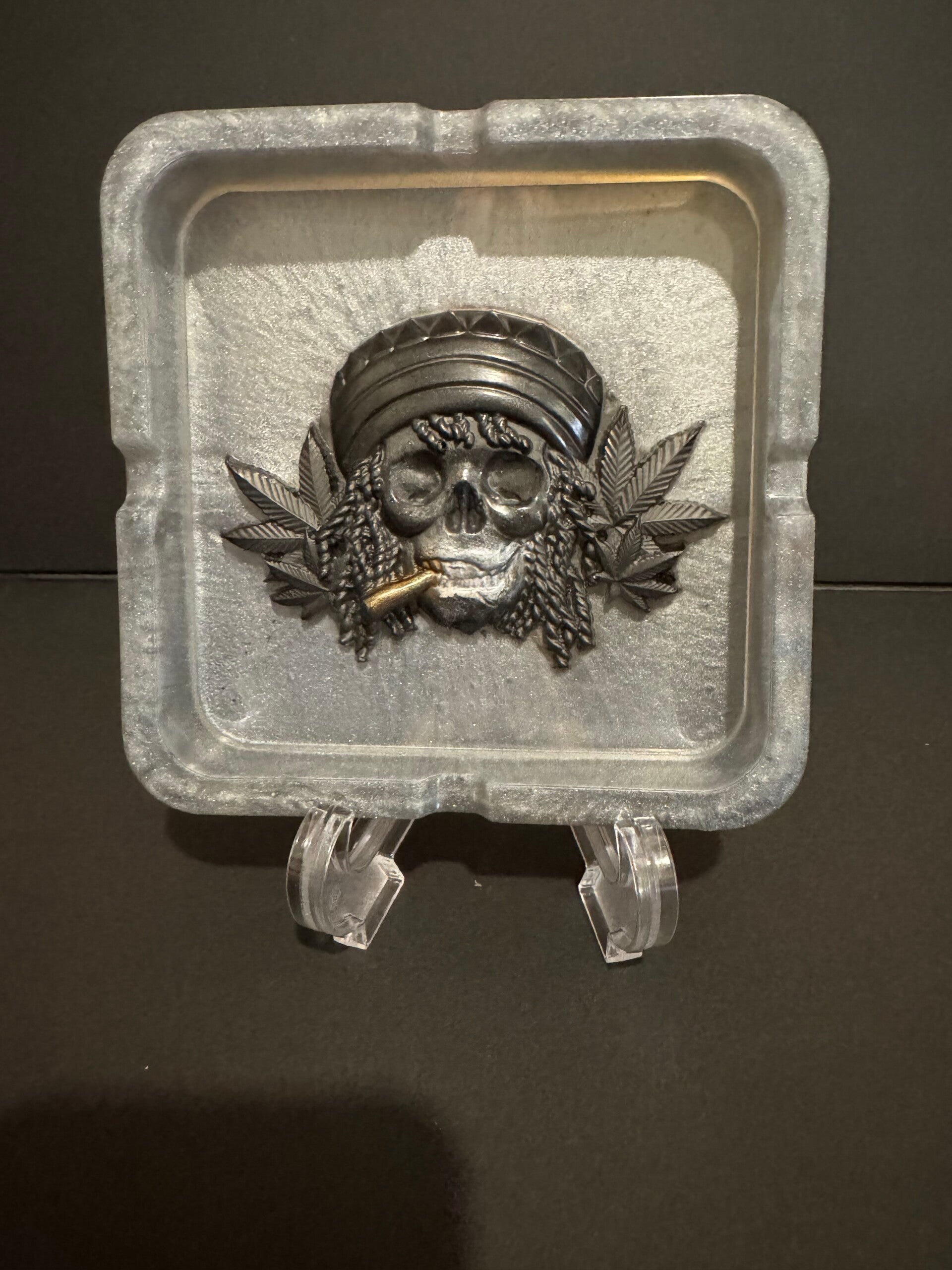 Silver, Gray and Black Smoking Skull