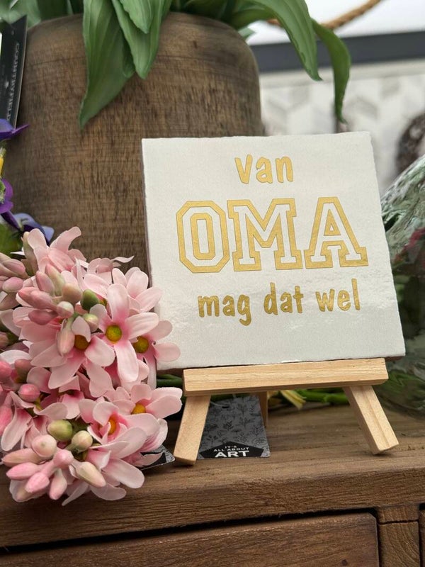 Tegeltje 10x10 van oma mag dat wel