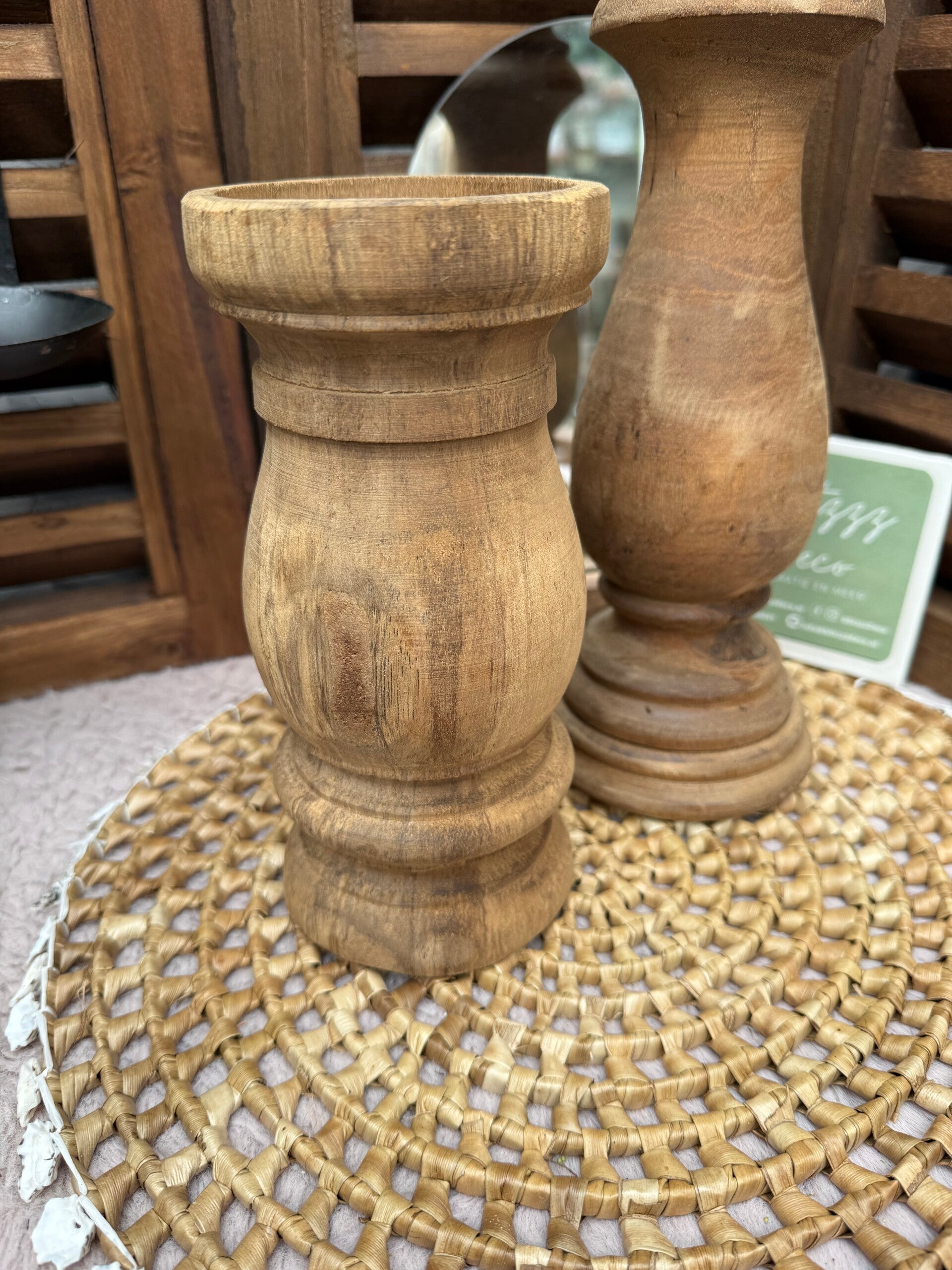 Kandelaar teak hout verschillende varianten
